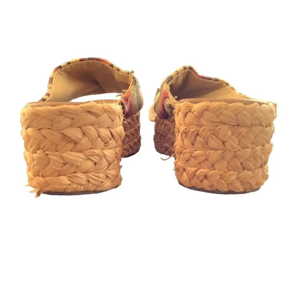 Coconuts Canvas Stripe Woven Platform Espadrille Mule Sandals Women’s Size 9